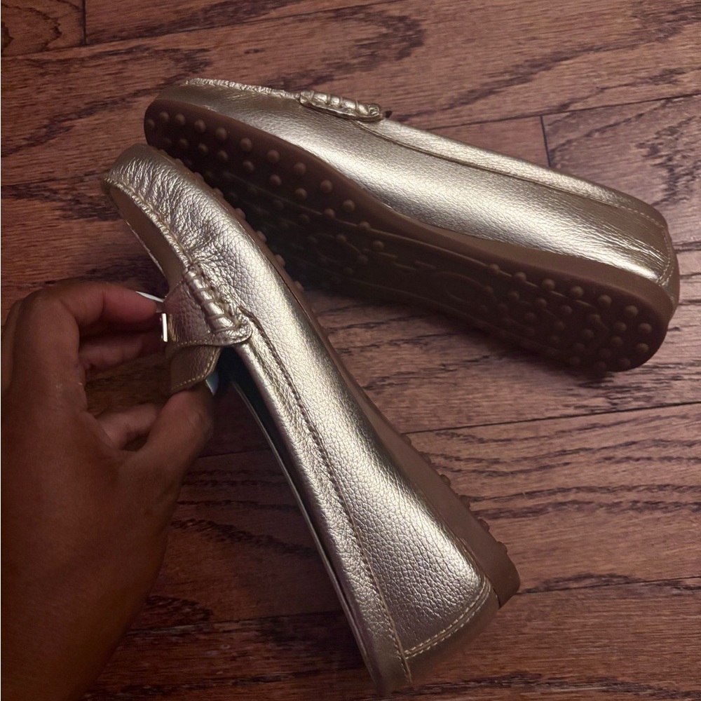 Coach Metallic Gold Penny Loafers - Women's - Picture 7 of 9